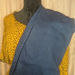 Yellow Leopard Print Top and Blue Denim Fabric